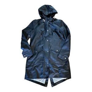 Levi's S Rubberized Hooded Rain Parka Jacket Waterproof Utility Zip Snap Travel